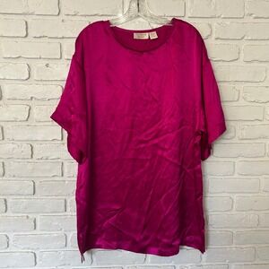Vintage Victoria's Secret Gold Label Fuchsia Pink Sleep Shirt Dress Womens Small